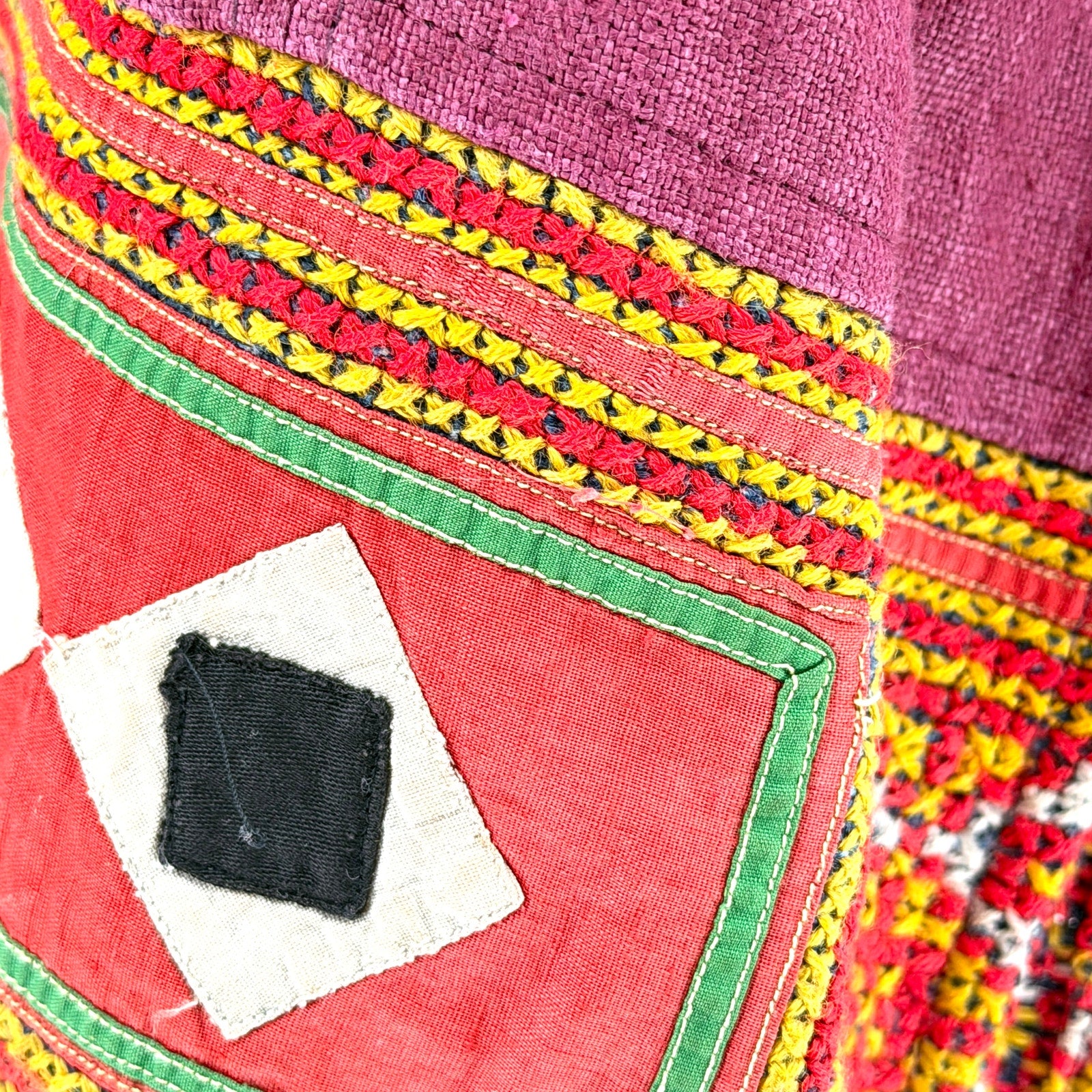 Vintage Y2K Charl Bangkok Wine Heavy Hmong Embroidery Woven Tunic