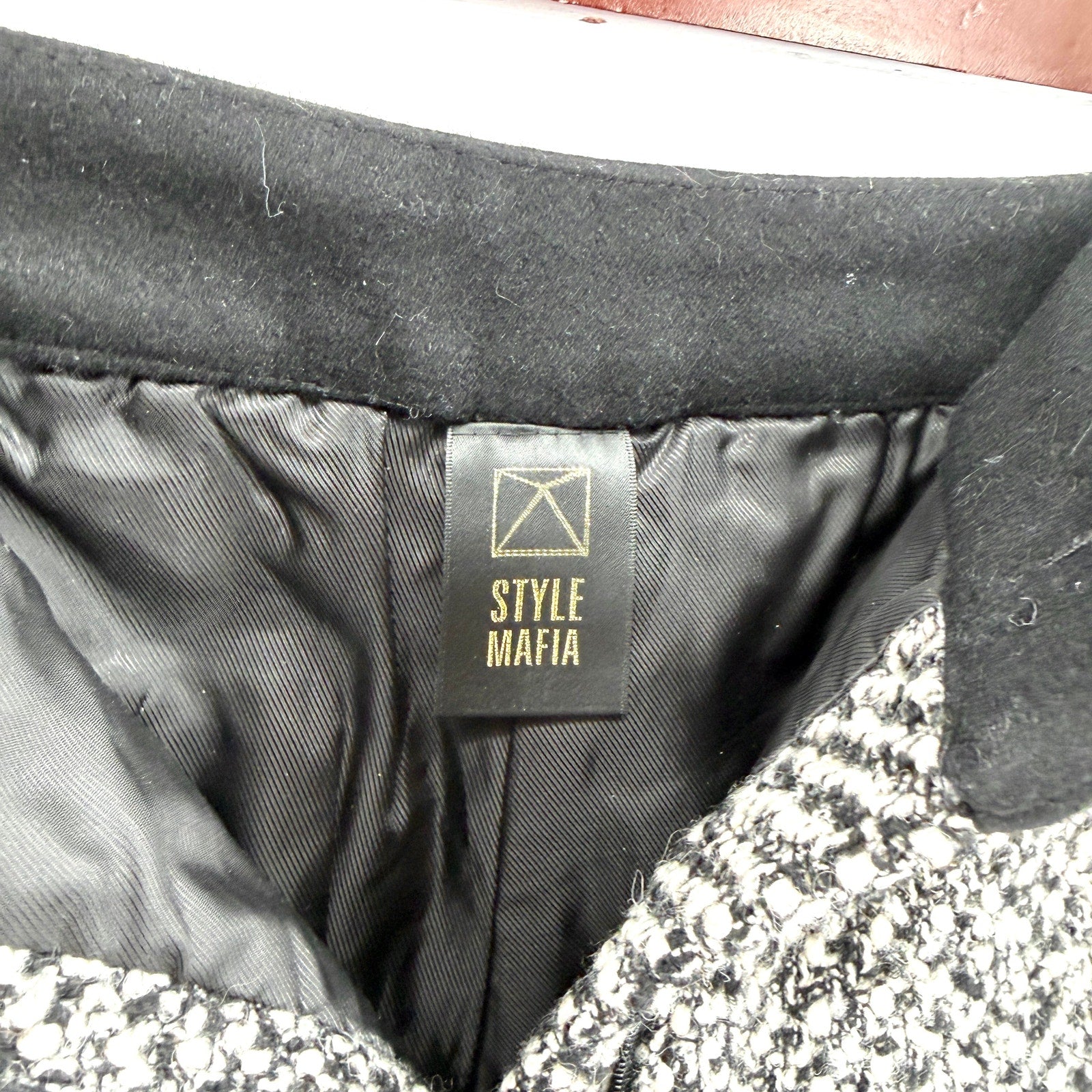 Style Mafia Black White Tweed Colorblock Mini Shorts