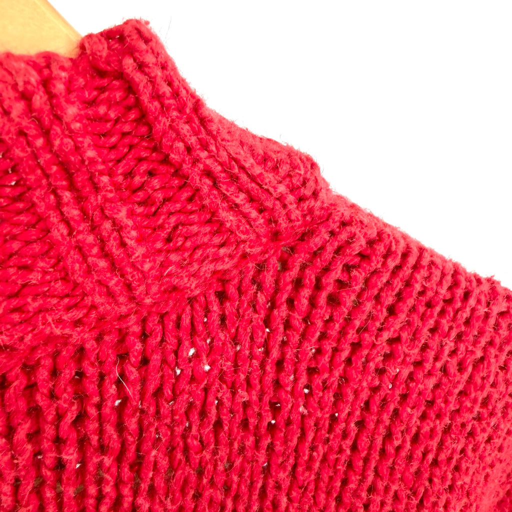 Vintage 90s Lizwear Red Aztec Mock Neck Sweater