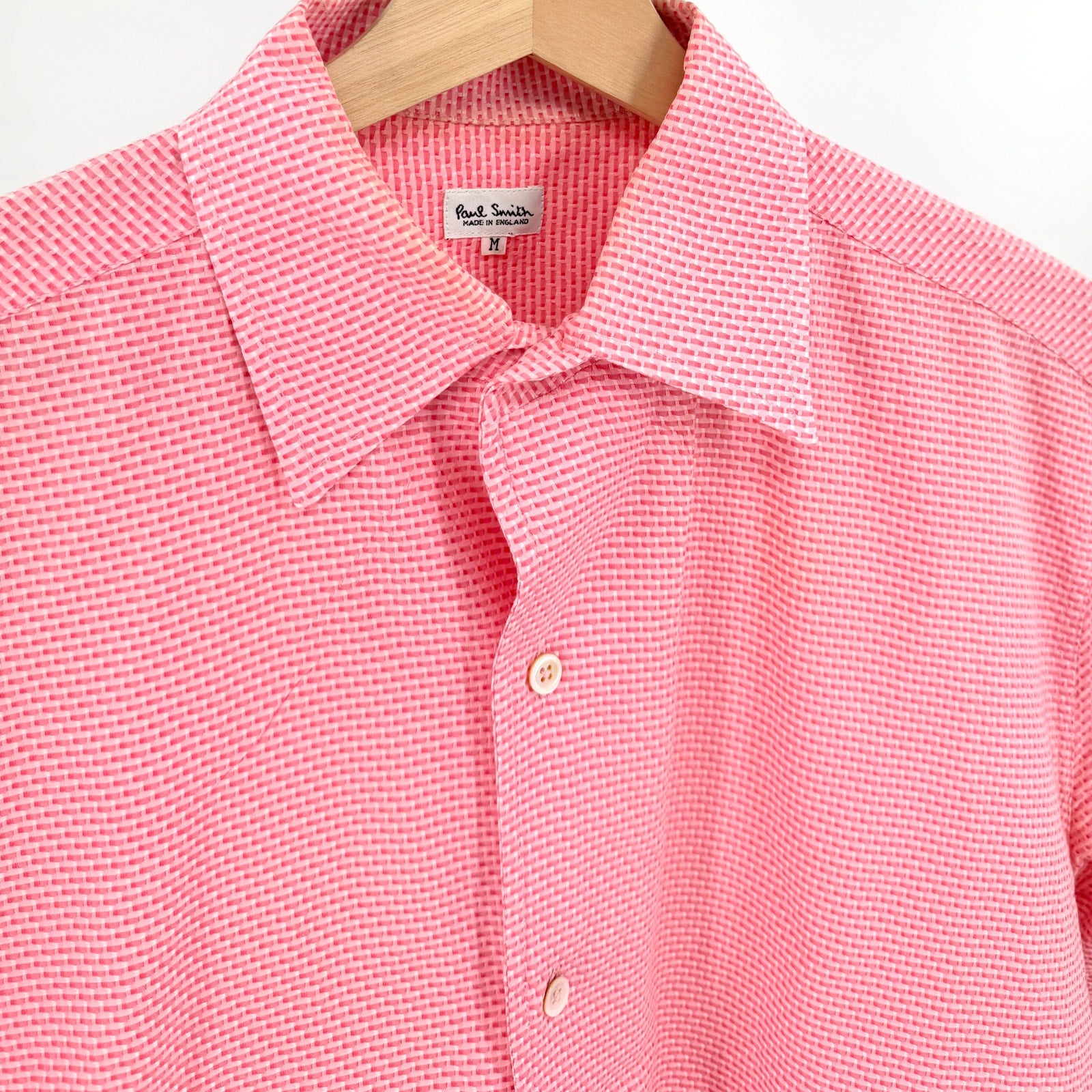Vintage 90s Paul Smith Textured 100% Cotton Pink Button Down Shirt