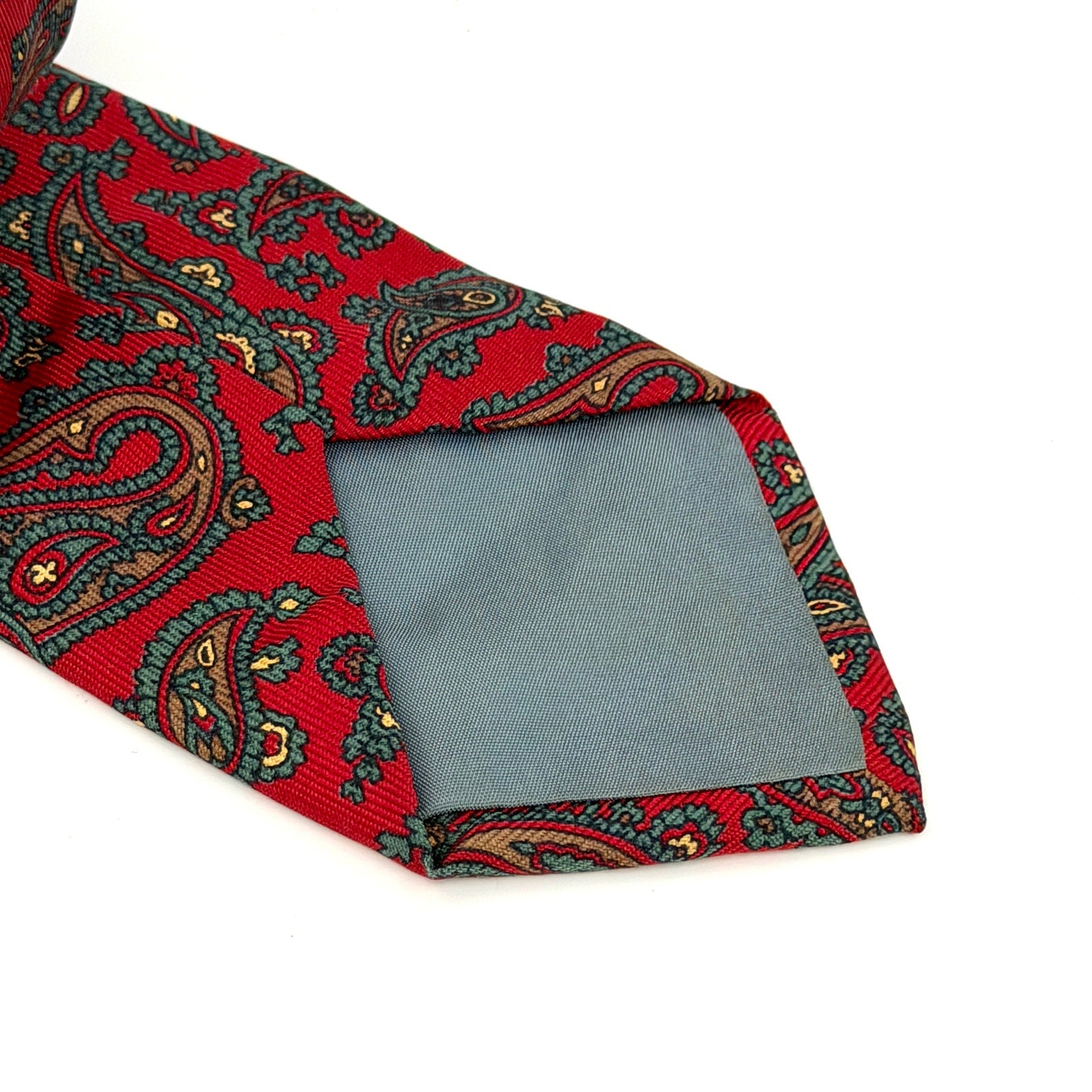 Vintage 80s Aquascutum of London Red 100% Silk Paisley Necktie