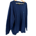 Vintage 90s Alexander Julian Colours Navy Blue 100% Cotton Cable Knit Sweater
