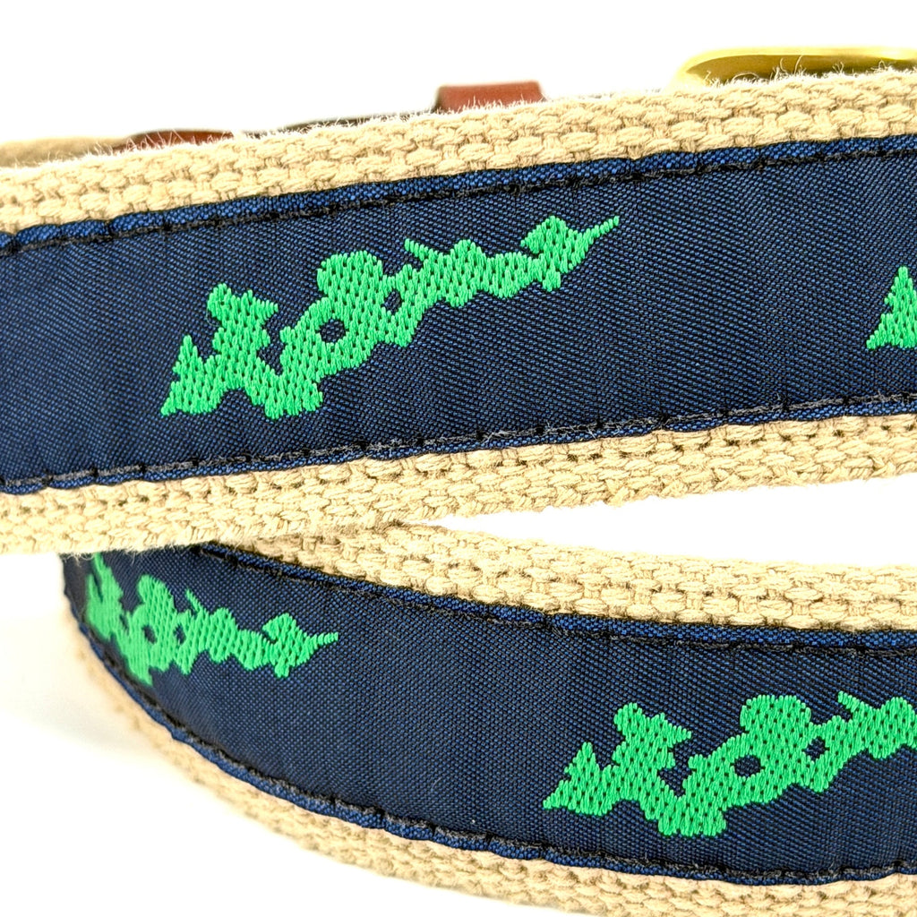 Vintage 90s Leather Man Ltd Marthas Vineyard Preppy Brass Buckle Web Belt