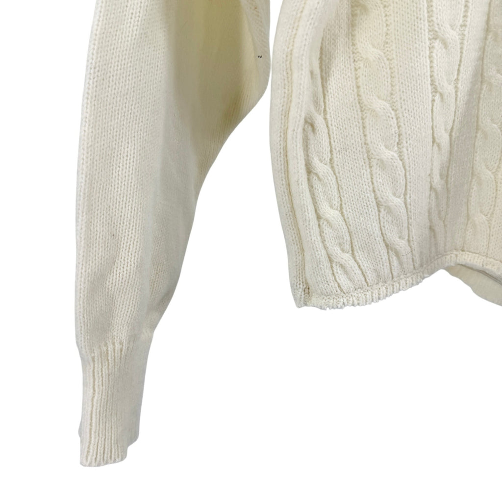 Vintage 80s Darian Ivory Cowl Neck Dolman Sleeve Cable Knit Crop Sweater