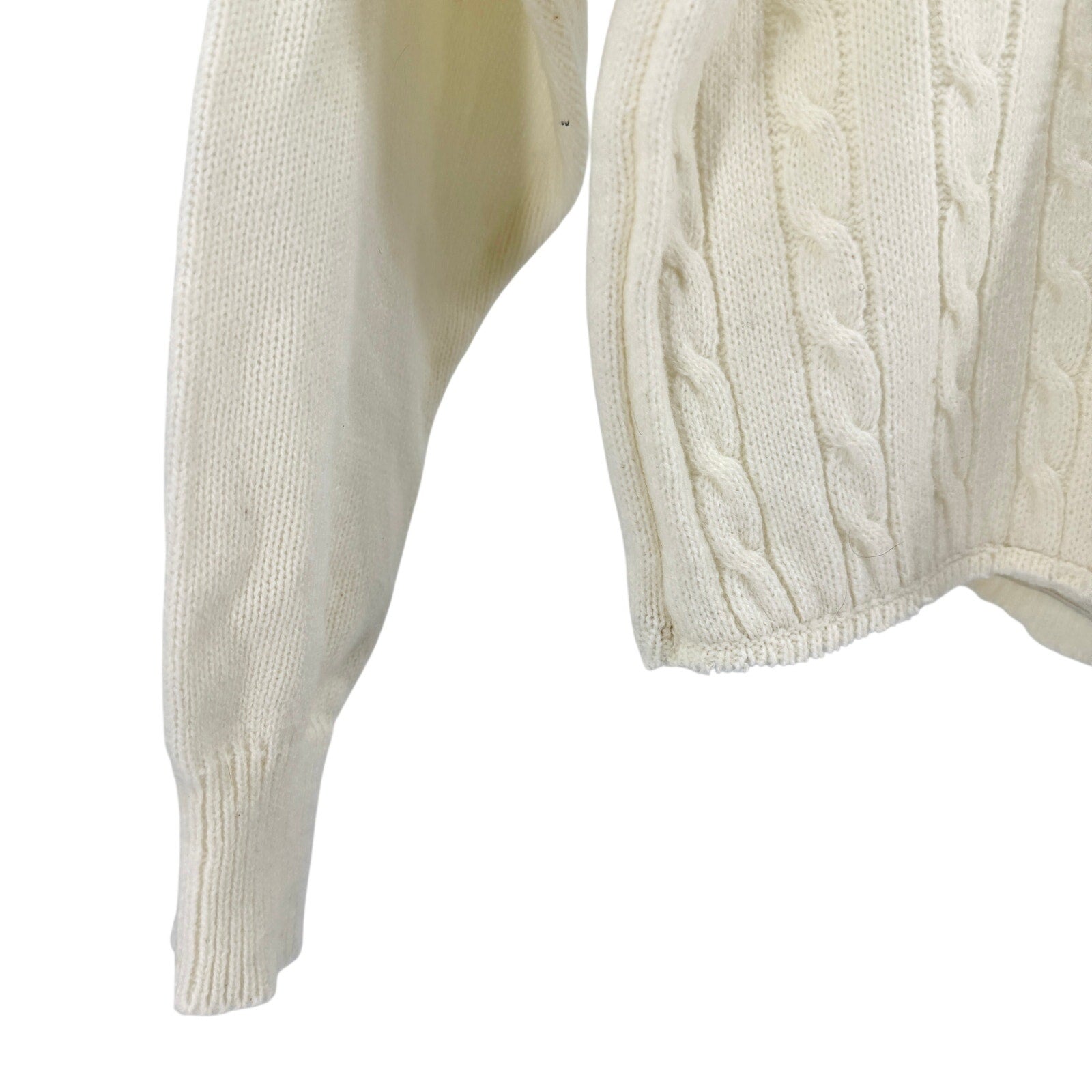 Vintage 80s Darian Ivory Cowl Neck Dolman Sleeve Cable Knit Crop Sweater