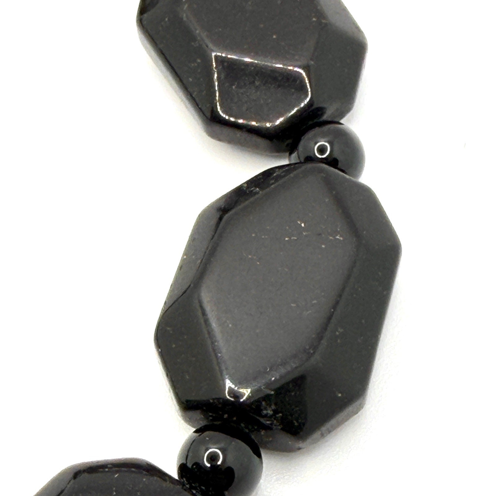 Vintage 90s Black Onyx Faceted Geometric Chunky Statement Necklace