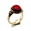 Vintage 90s Sterling Silver Stamped Red Carnelian Cabochon Solitaire Ring