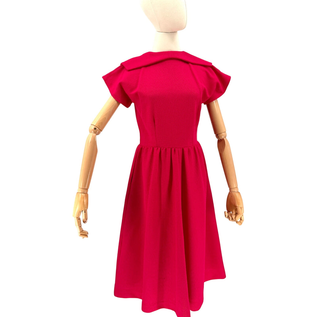 Vintage 70s Pink Textured Floral Appliqué Day Dress