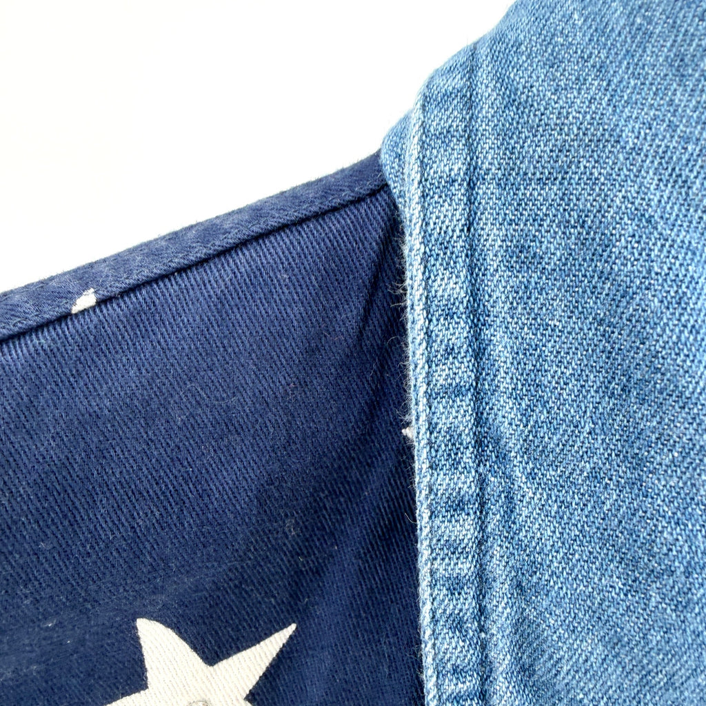 Vintage 90s Bay Studio American Flag 100% Cotton Twill Sequin Shirt