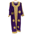 Vintage 90s Purple Gold Embroidered Sequin African Kaftan Maxi Dress