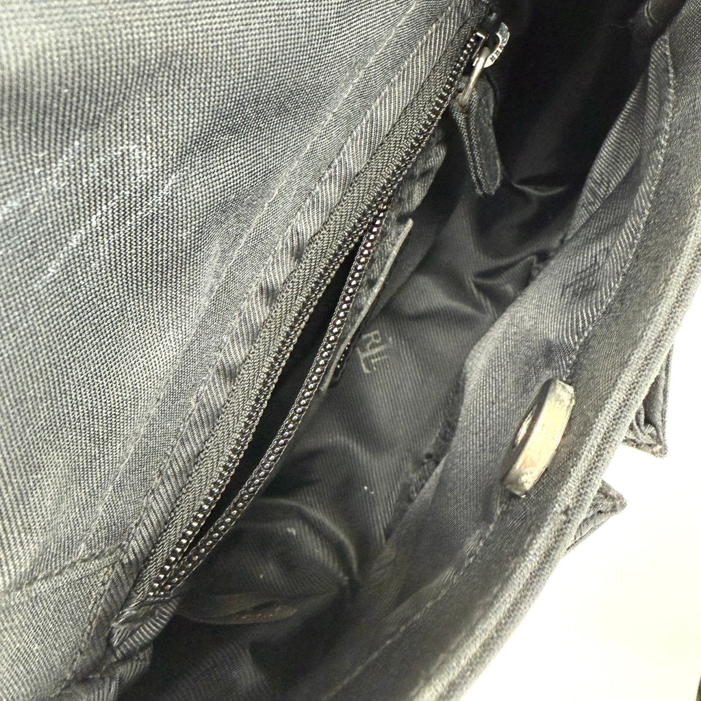 Lauren Ralph Lauren Black Nylon Striped Strap Mini Shoulder Bag