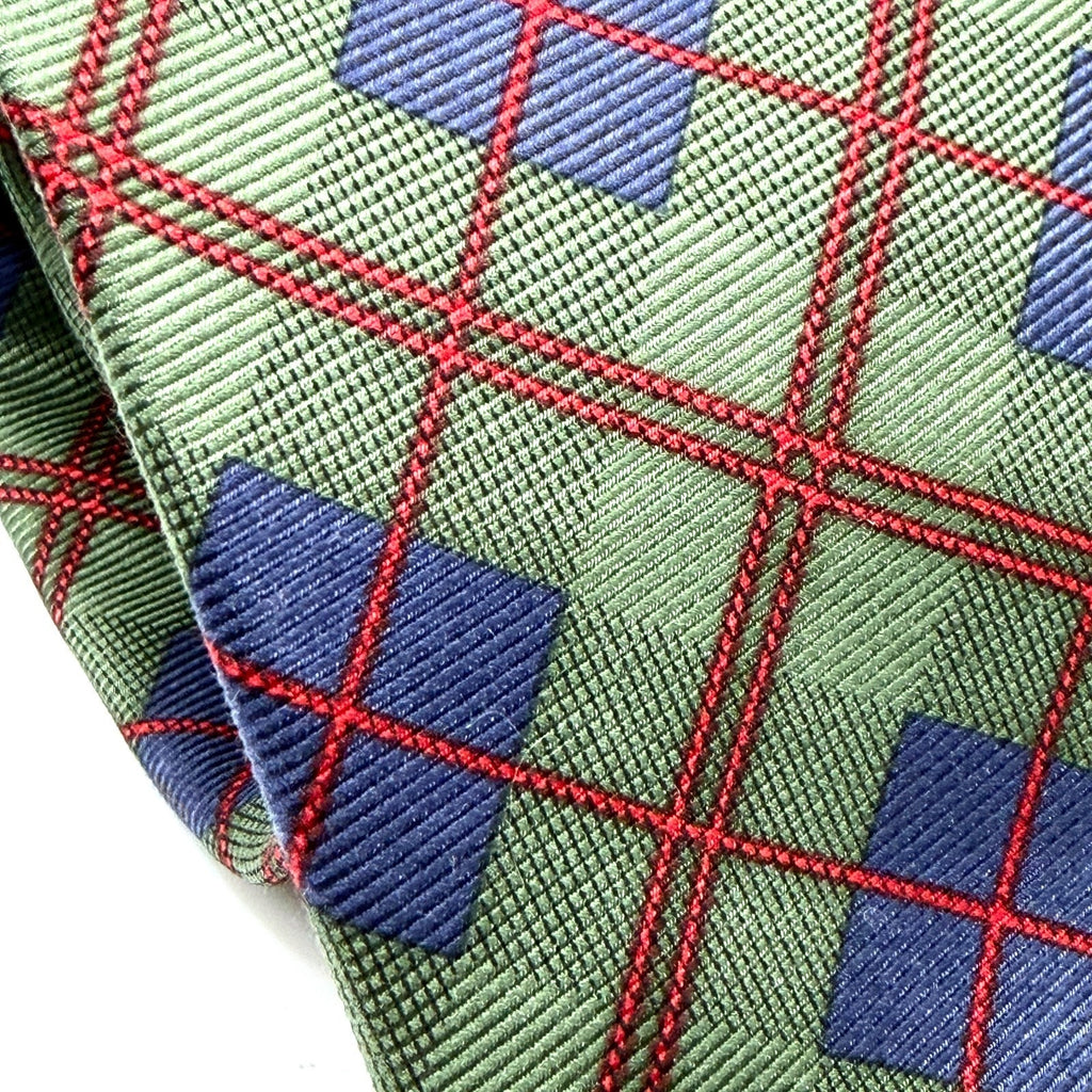 NWT Vintage 90s Ralph Lauren Green Silk Tartan Plaid Necktie
