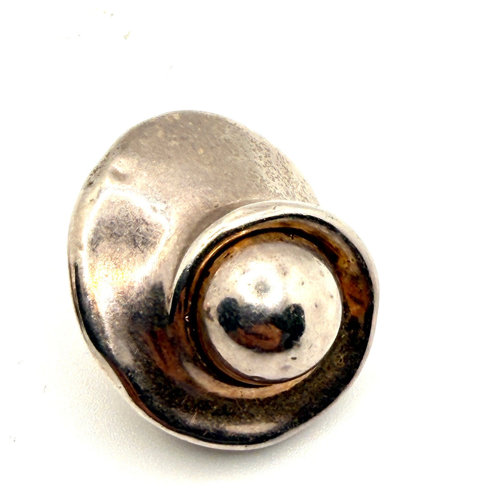 Vintage 90s Stamped Sterling Silver Israel Modernist Hollow Clip On Earrings
