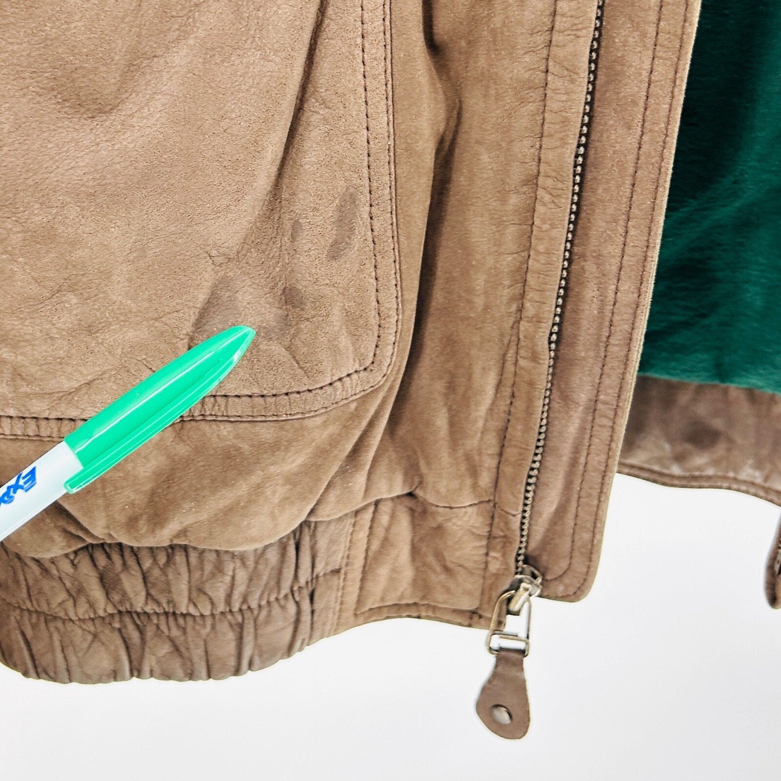 Vintage 90s Compton & Ashley Brown Genuine Suede Leather Bomber Jacket