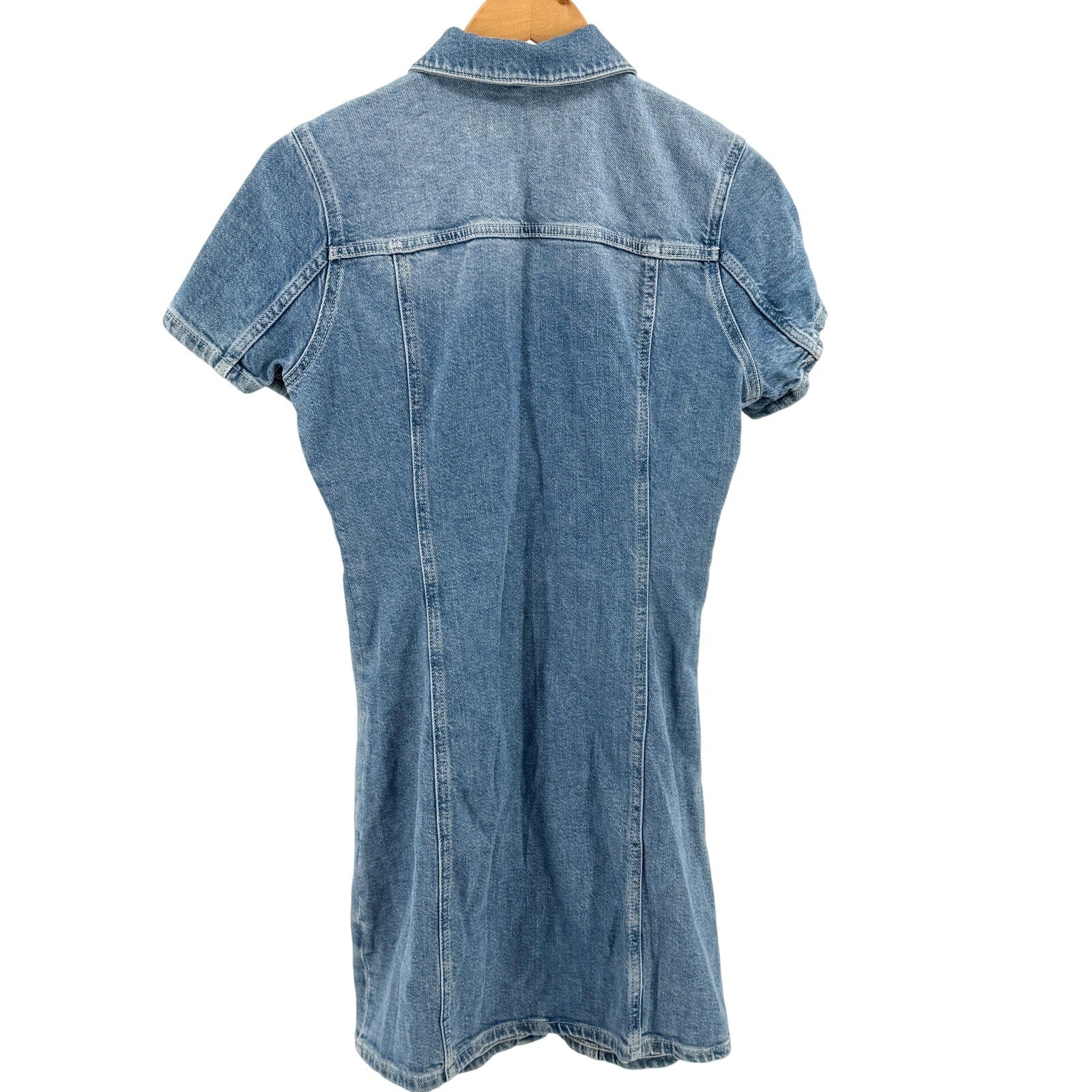 Rails Blue 100% Cotton Button Front Short Sleeve Denim Mini Dress