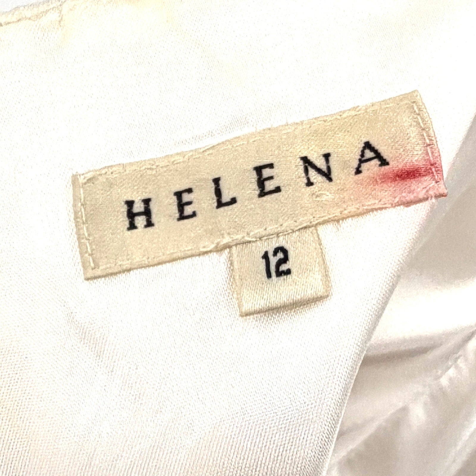 Vintage 90s Helena White 100% Silk Garden Party Handpainted Strapless Dress