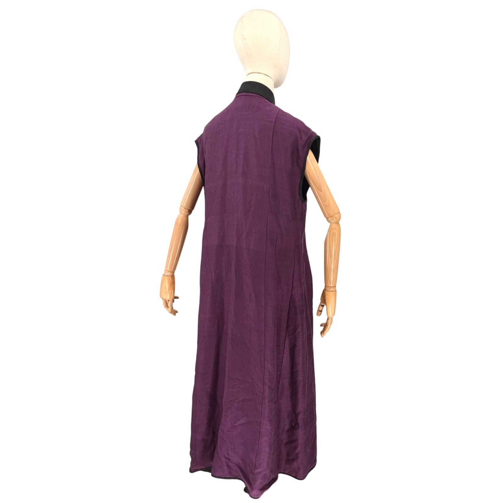 Vintage Eggplant Purple 100% Silk Sleeveless Duster Kimono