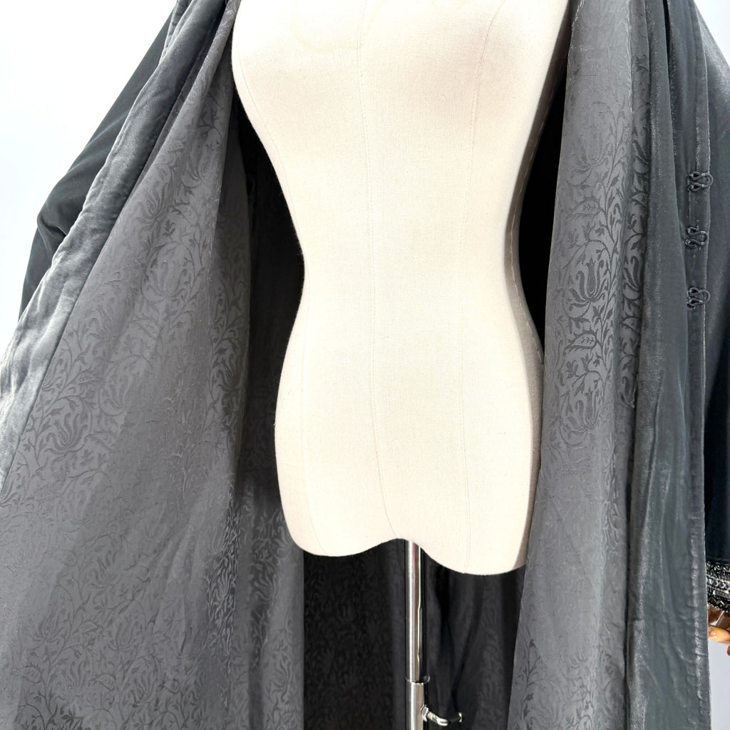 Soft Surroundings Gray Velvet Heavily Beaded Silver Duster Coat