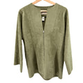Vintage 80s Linda Hutton Sage Green Faux Suede Zip Jacket