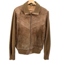 Vintage 70s Richman Brown Genuine Leather Knit Western Bomber Jacket