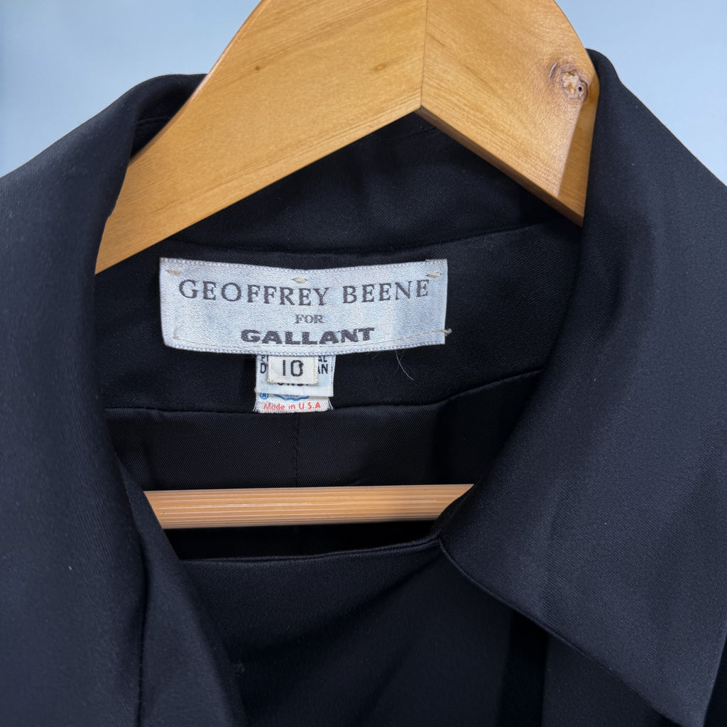 Vintage 80s Geoffrey Beene Gallant Black Jeweled Button Evening Trench Coat