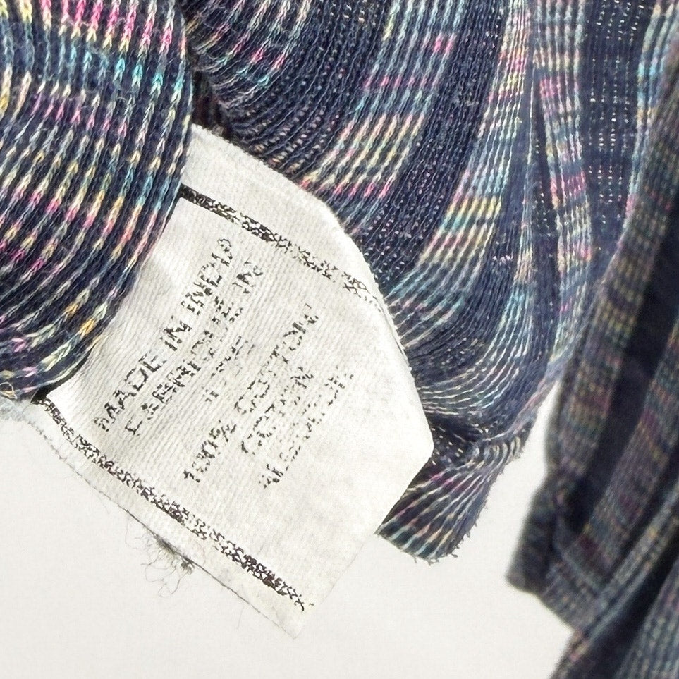 Vintage 90s Pepe Jeans London Blue 100% Cotton Rainbow Striped Pocket Shirt