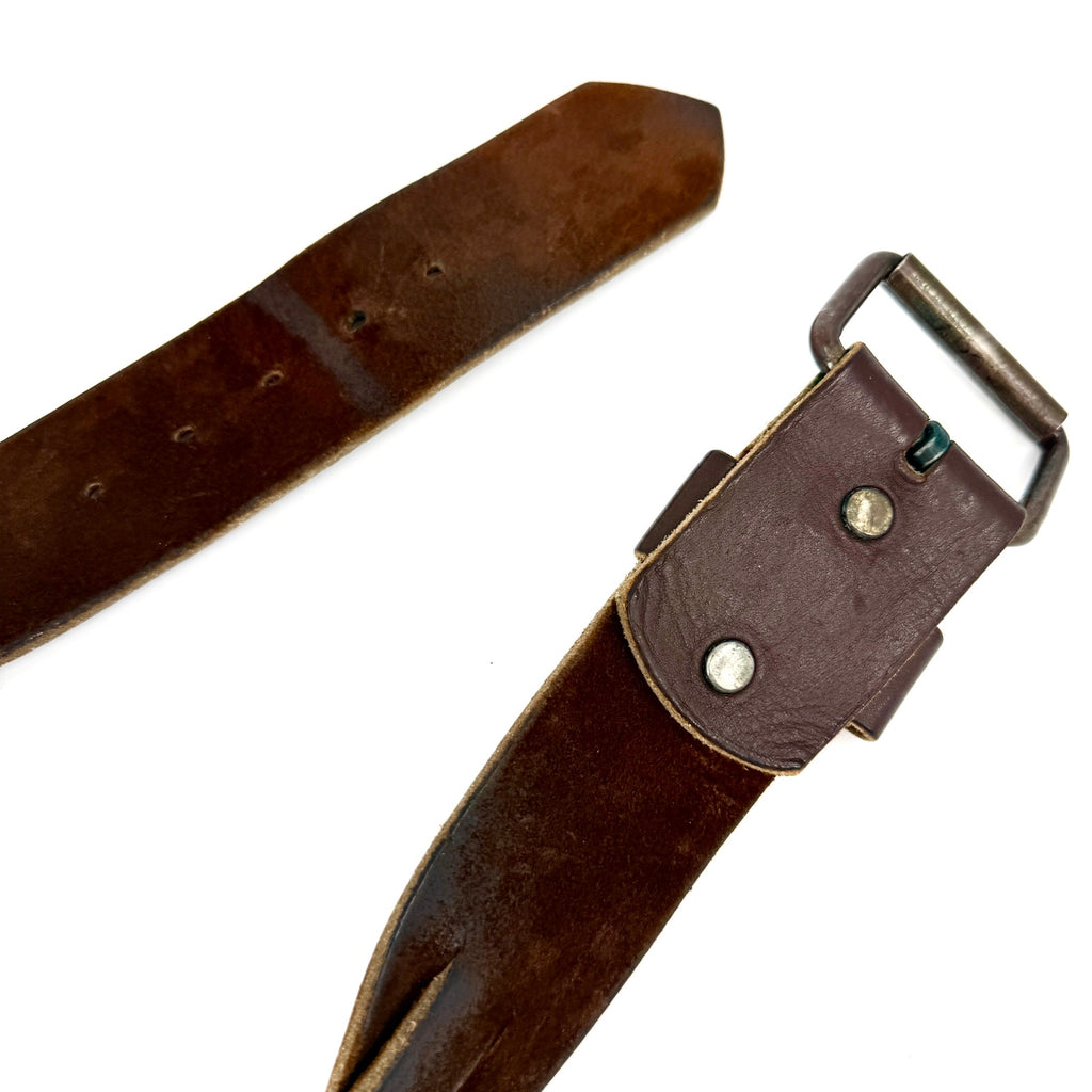 Vintage 90s Wide Brown Genuine Leather Woven Braided Belt