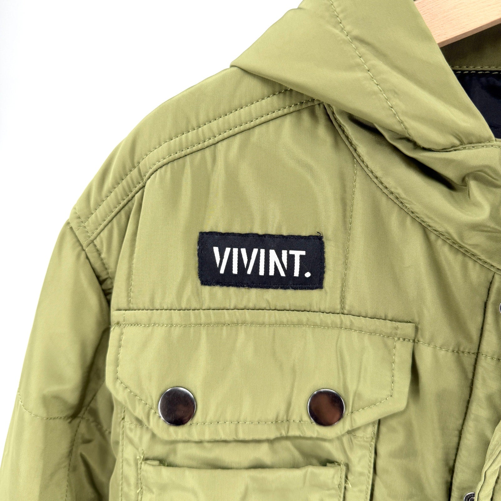Vivint Olive Green Utility Hooded Snowboard Jacket