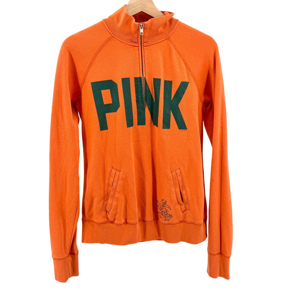 Victoria's Secret PINK Orange Miami Hurricanes Fifth Ocean Half Zip Sweatshirt