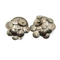 Vintage 90s Silver Tone Textured Multi Coin Dangle Cluster Clip On Earrings