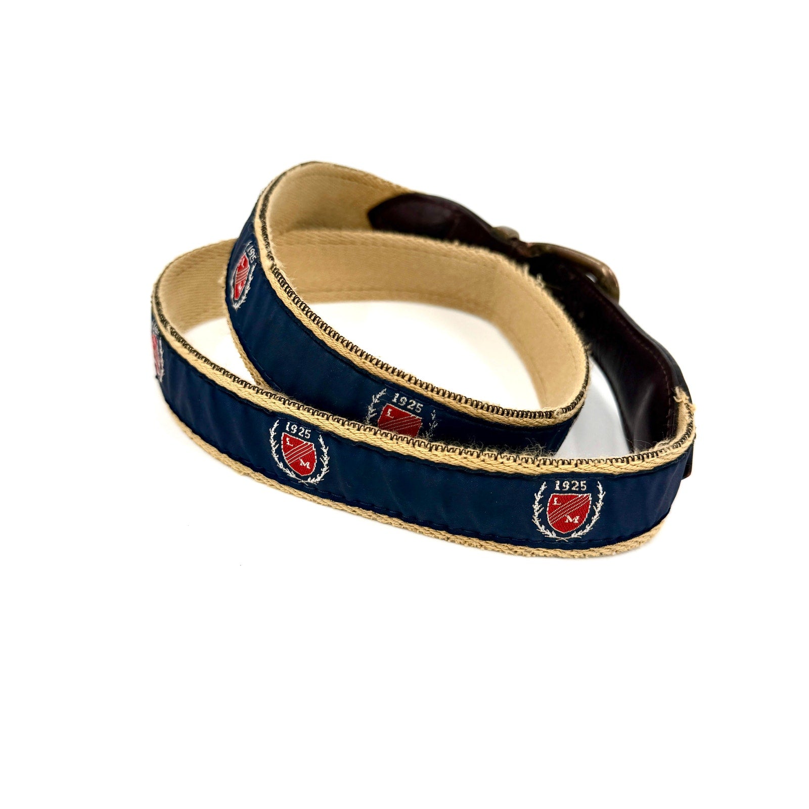 Vintage Y2K YRI Navy Preppy Collegiate Crest Belt