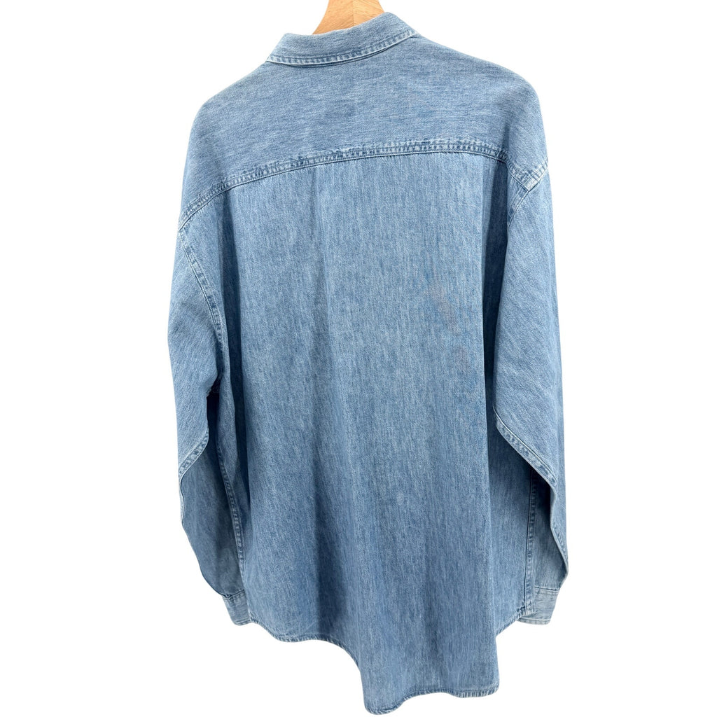 MINT Vintage 90s GAP Blue 100% Cotton Double Pocket Button Down Denim Shirt