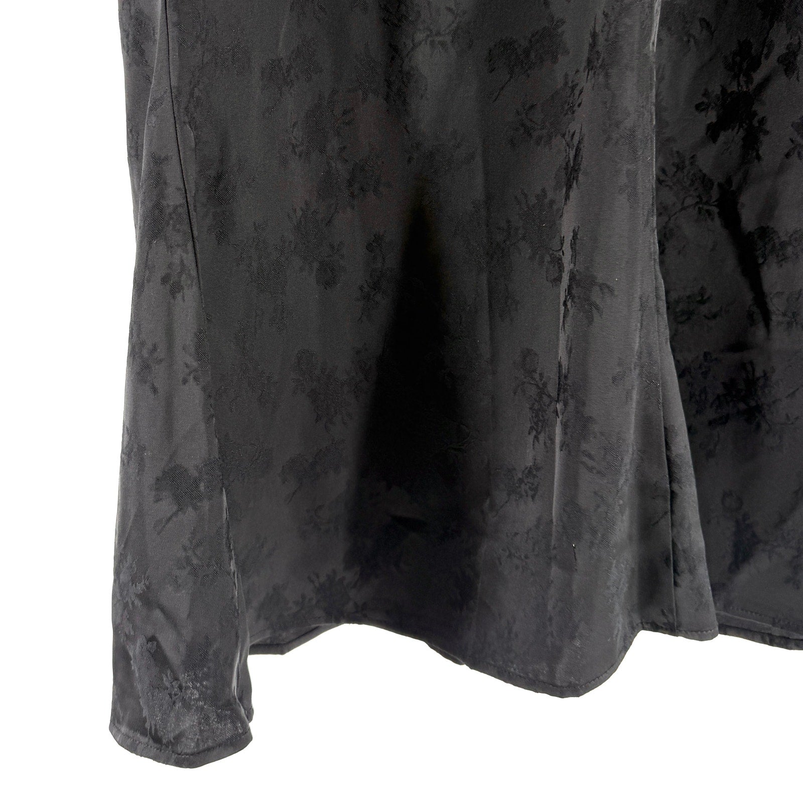 BCBG Black Satin Floral Jacquard Empire Waist Slip Dress