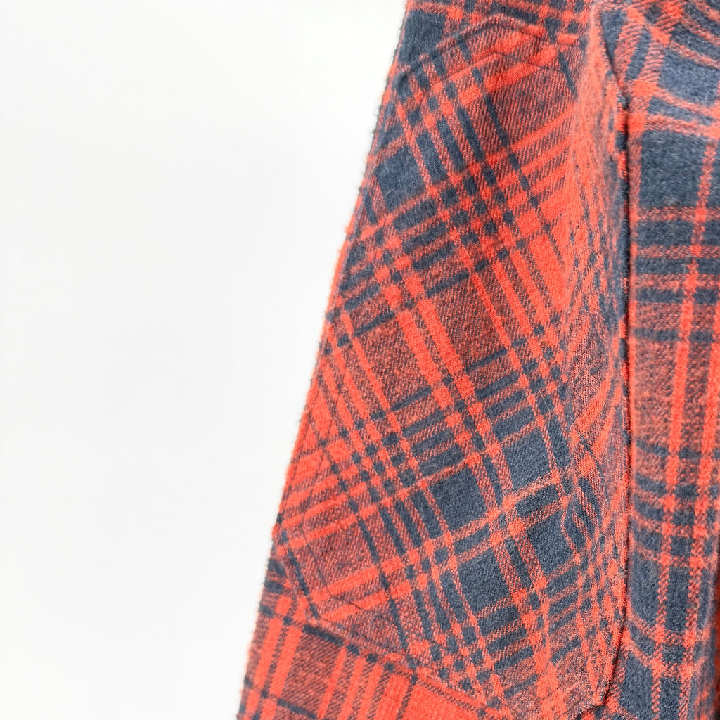 L.L. Bean Red Navy Plaid Snap Front Reinforced Shoulder Flannel Shirt