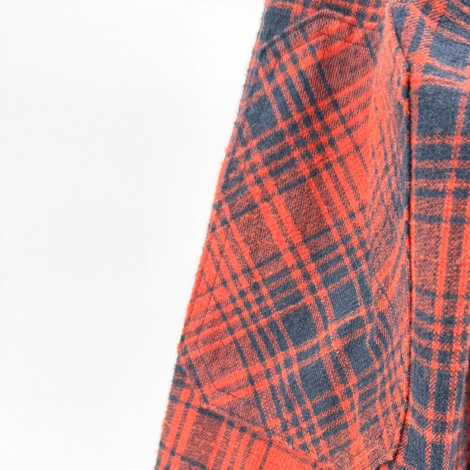 L.L. Bean Red Navy Plaid Snap Front Reinforced Shoulder Flannel Shirt