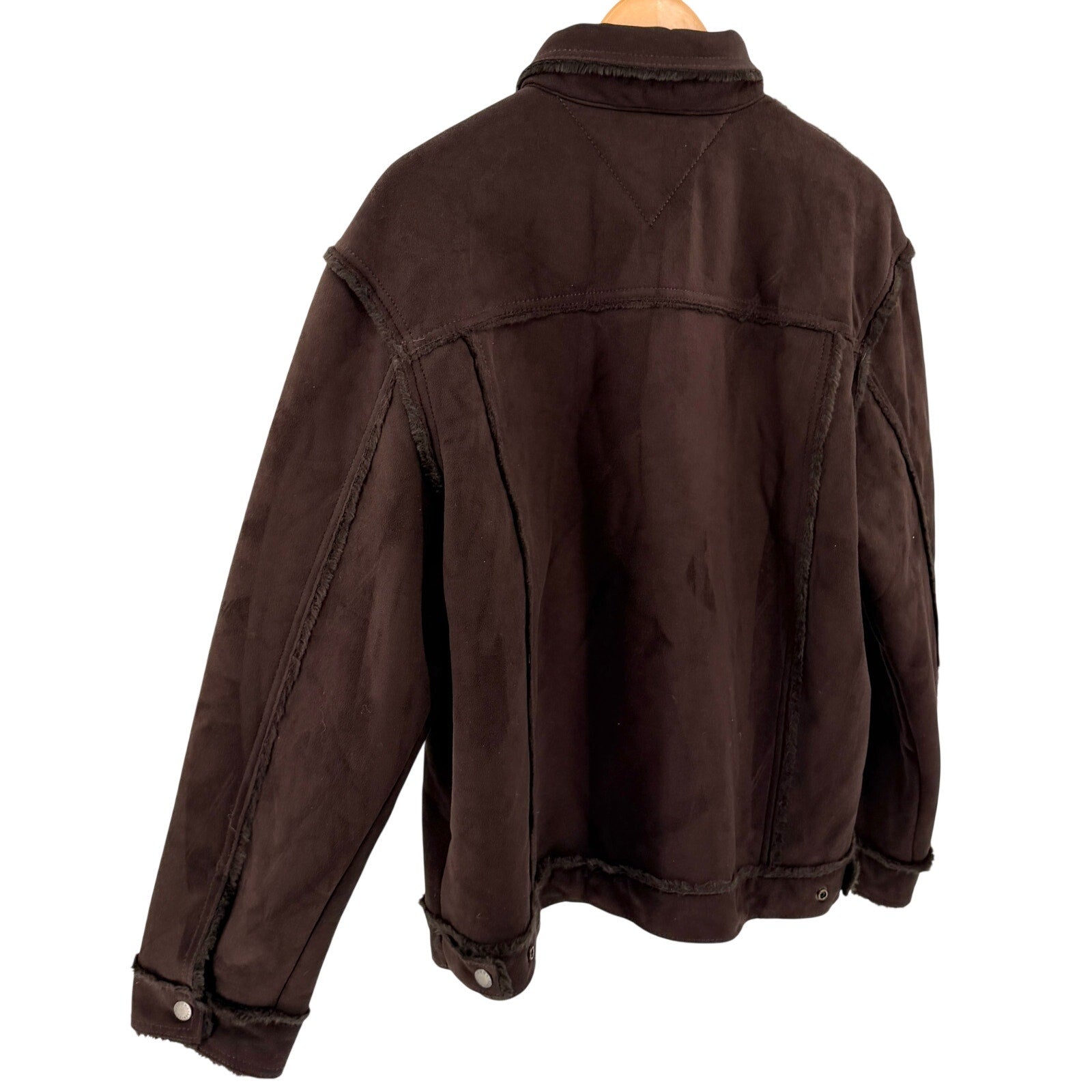 Tommy Hilfiger Chocolate Brown Faux Shearling Trucker Jacket