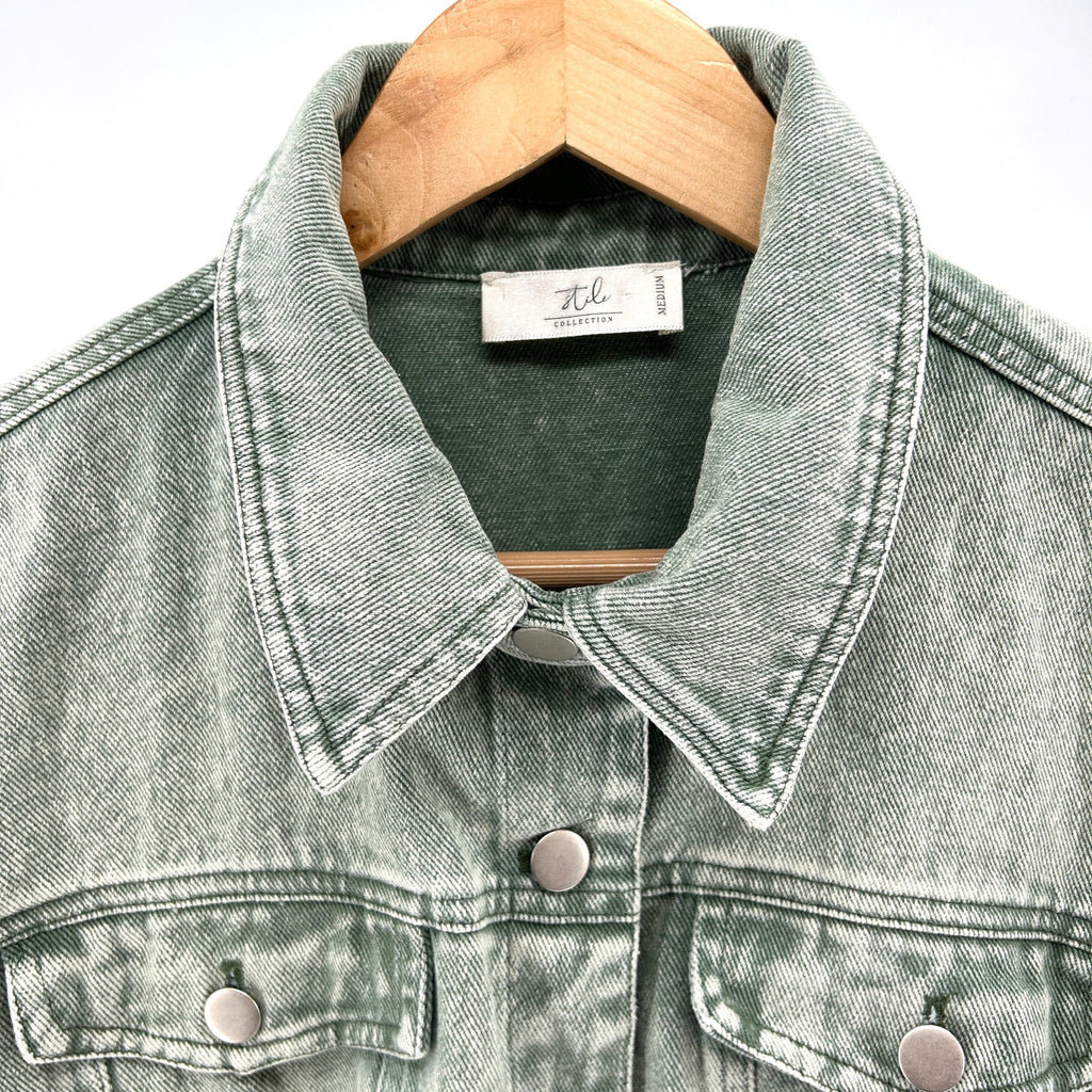 Retro Heavy Weight Green Denim Sleeveless Romper