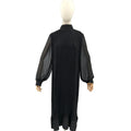 Elie Tahari Black Micro Pleat Sheer Sleeve Maxi Dress