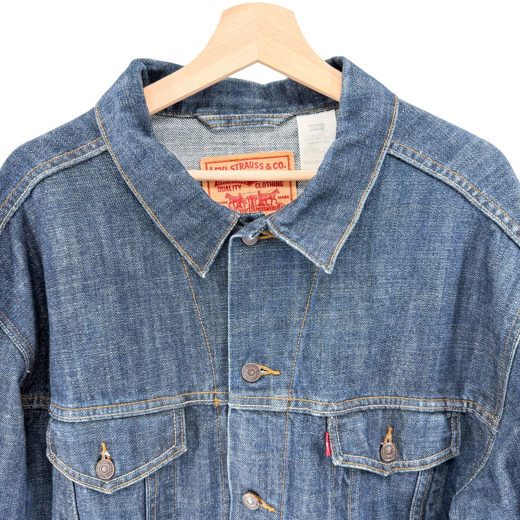 Levi's Dark Blue 100% Cotton Casual Oversized Trucker Jacket