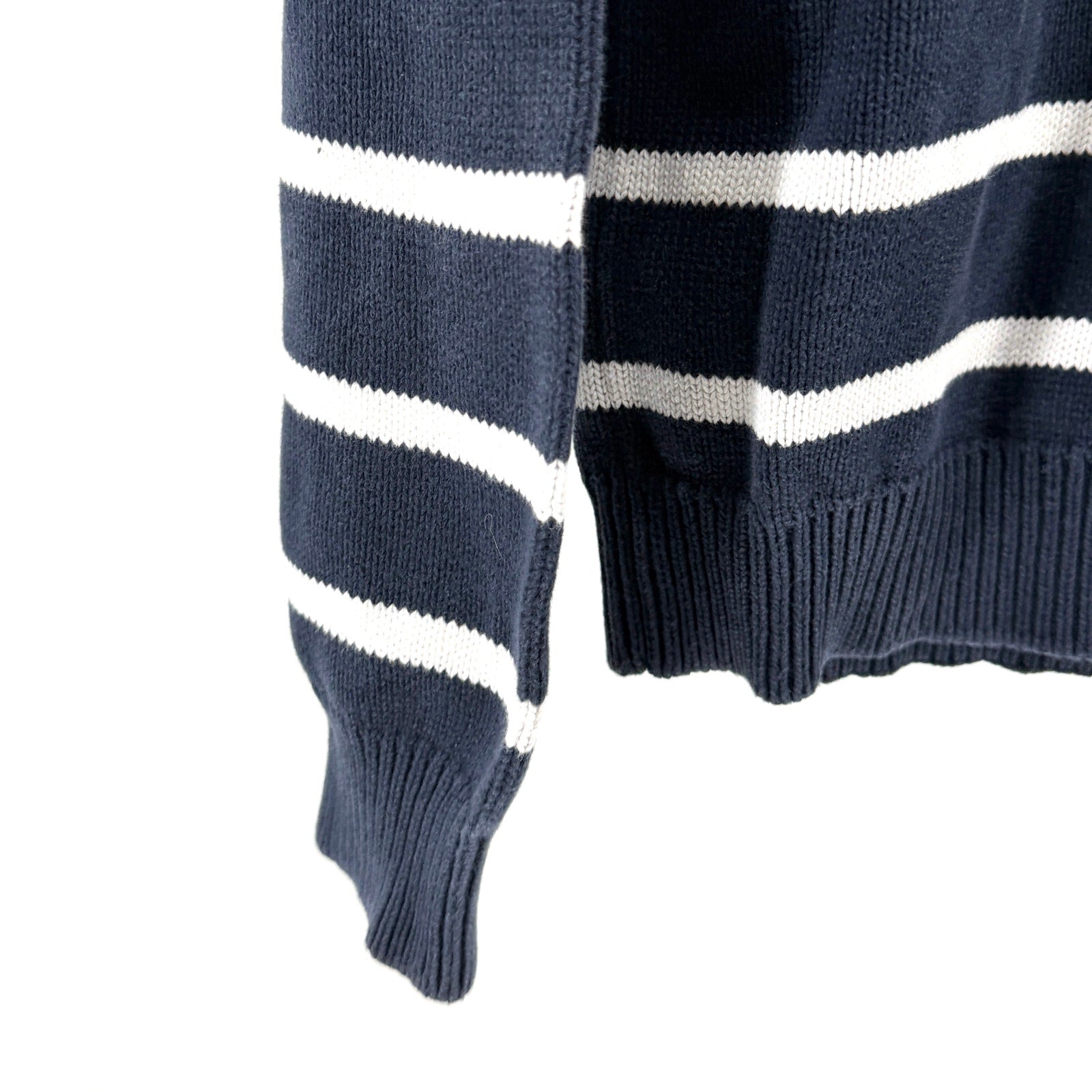 Vintage 90s The Tog Shop Navy Blue 100% Cotton Nautical Preppy Stripe Sweater