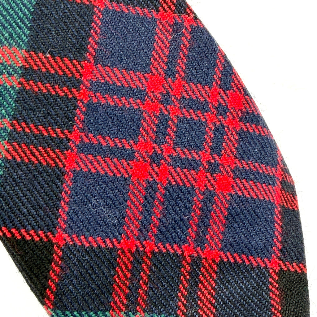 Vintage 90s Lochcarron Green Red Navy Blue 100% Wool Scottish Tartan Tie
