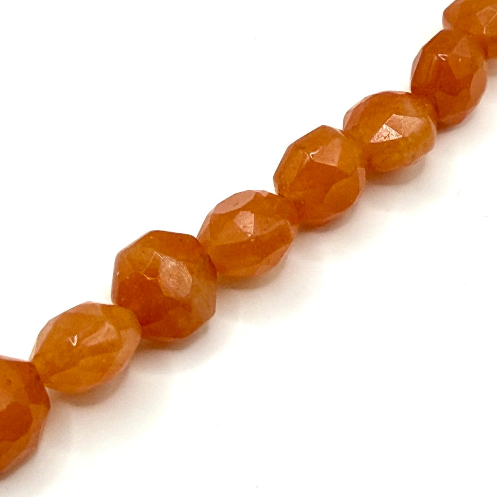 Vintage 90s Orange Aventurine Faceted Bead Statement Hook Necklace