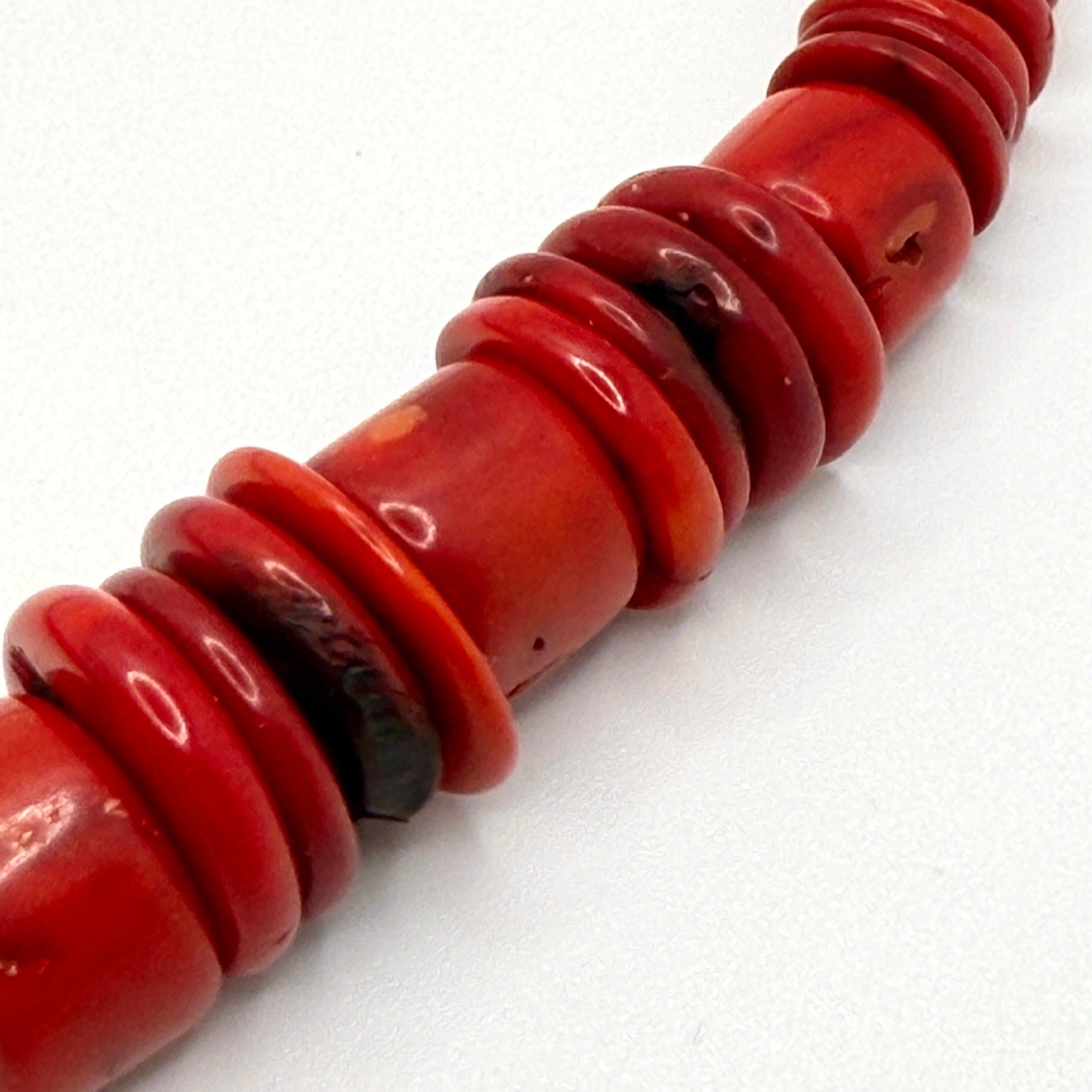 Vintage Red Natural Coral Berber Bawsani Filigree Focal Toggle Necklace