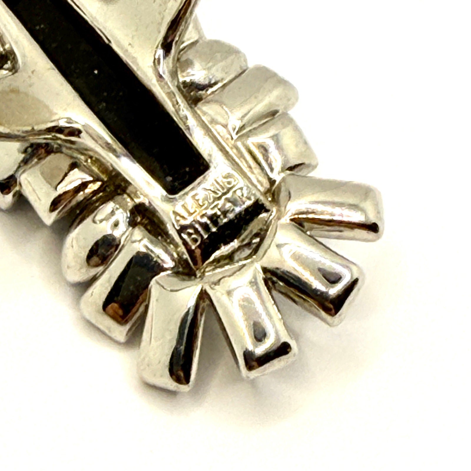 Alexis Bittar Miss Havisham Crystal Matrix Silver Tone Blue Baguette Ring