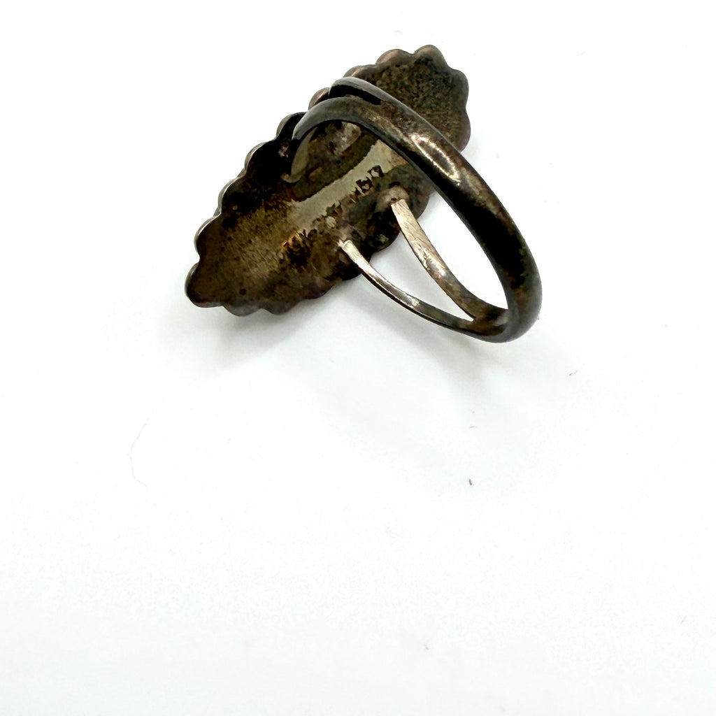 Vintage 70s Sugilite Sterling Silver Artist Signed Southwestern Statement Ring