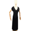Vintage 80s Nuit Black Drop Waist Beaded Sunburst Flounce Glam Evening Dress