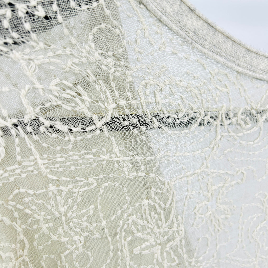 Free People Oatmeal Cream Boho Lace Back Longline Oversized Cardigan