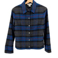 Vintage 90s Evan-Picone Blue Plaid Snap Front Flannel Jacket