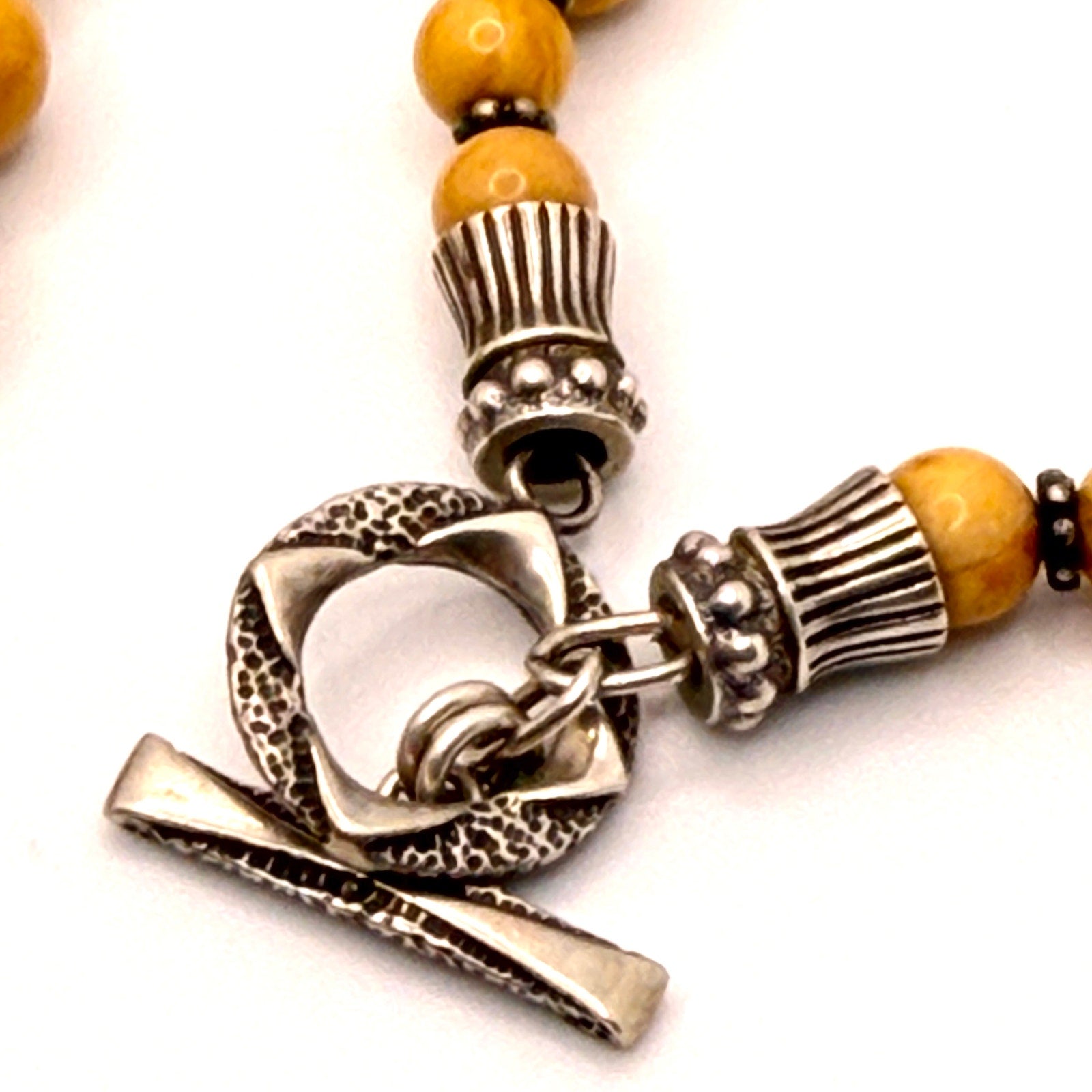 Vintage 90s Yellow Jasper Artisan Toggle Clasp Necklace Bracelet Set