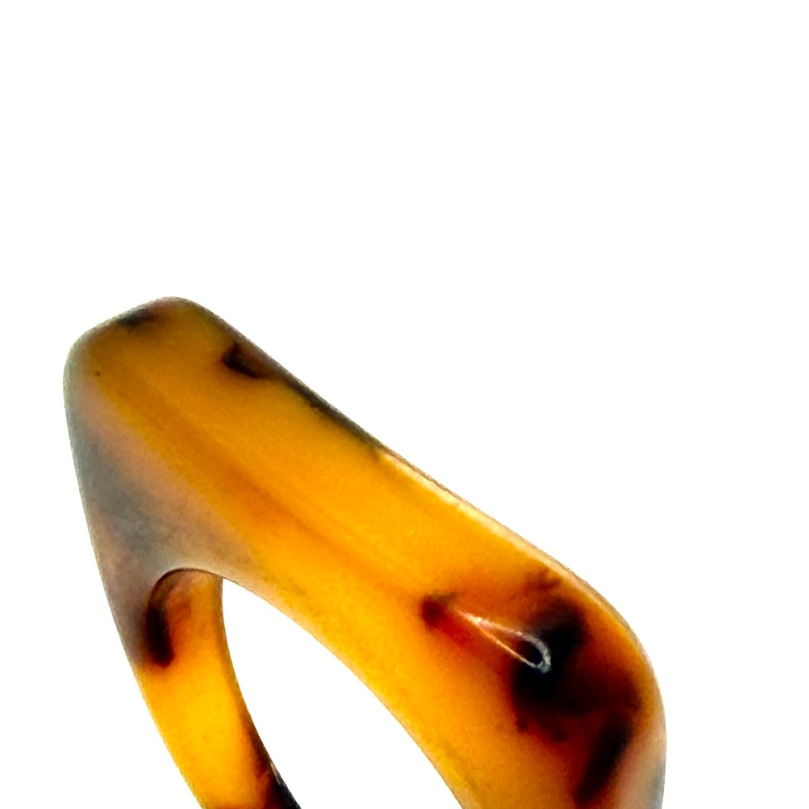Vintage 90s Brown Tortoise Faux Resin Minimalist Architectural Statement Ring